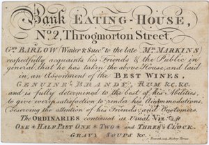 Advertisement for the Bank Eating House by English School