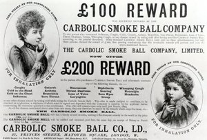 Advertisement for the Carbolic Smoke Ball Company by English School