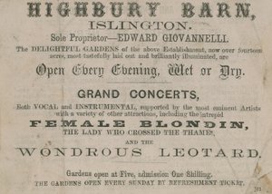 Advertisement for the Highbury Barn Tavern by English School