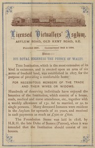 Advertisement for the Licensed Victuallers Asylum by English School