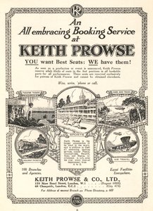 Advertisement for the ticket booking services of Keith Prowse & Co, Ltd by English School
