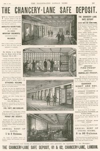 Advertising for the Chancery Lane Safe Deposit, 61-62 Chancery Lane, London by English School