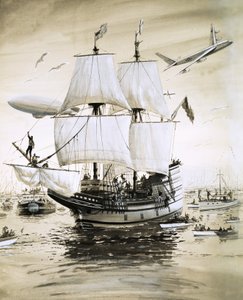 Alan Villiers recreates the Mayflower of the Pilgrim Fathers and sails across the Atlantic