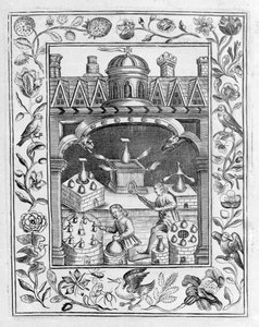 Alchemical Laboratory from Theatrum Chemicum Britannicum by Elias Ashmole, 1652 by English School