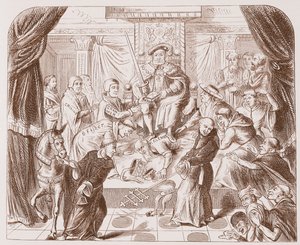 Allegorical Picture of Henry VIII Trampling on Pope Clement, from an Old Print in the British Museum by English School
