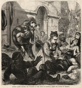 Alsace ladies tending the wounded in the town of Gunstell after the Battle of Woerth by English School