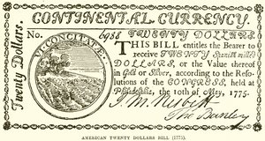 American Twenty Dollars Bill (1775) by English School