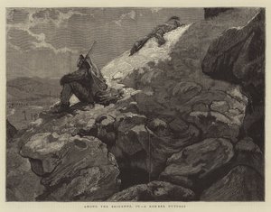 Among the Brigands, IV, A Robber Outpost (engraving) by English School