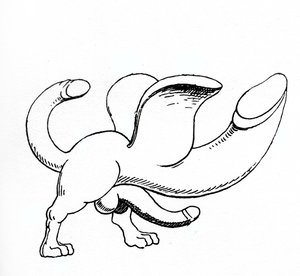 Amulet with a triple phallus