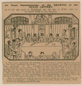 An Exact Representation of the Drawing of the State Lottery as It Will Take Place on 18 July 1826 for the Last Time in the Kingdom by English School