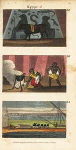 Ancient Egyptian Idol Osiris as an Ox, Omar the Saracen Burning the Library of Ptolemy Soter in 642, and Napoleon’s Troops Bringing Away the Tomb of Alexander by English School