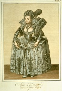 Anne of Denmark, Wife of James I, Illustration from The Complete View of the Dress and Habits of the People of England Volume II, published 1799 by English School