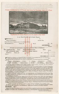 Application for Entrance to the London Hospital by English School