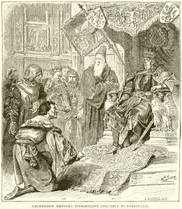 Archbishop Mendoza Introducing Columbus to Ferdinand by English School