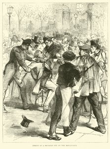 Arrest of a Prussian spy on the Boulevards by English School