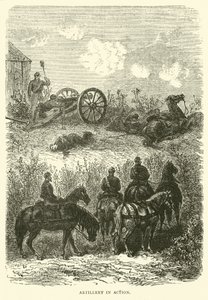 Artillery in action by English School