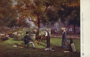 Artists Painting Flowers in Hyde Park, London by English School