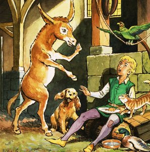 Ass on its hind legs by English School