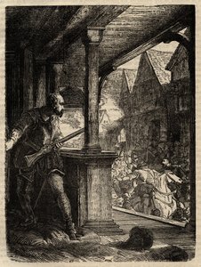 Assassination of the Regent Murray (James Stewart Moray) - James Stewart Moray (c.1531-70), Regent of Scotland for King James VI. Engraving from 