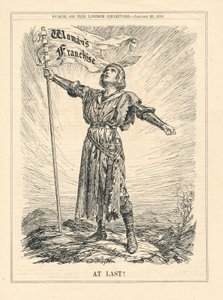 At Last, illustration of female warrior celebrating Woman
