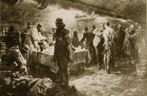At Work in a Cellar Aid-Post Beneath a Verdun Fort by English School