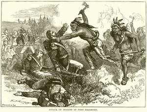 Attack of Indians at Fort Dearborn by English School
