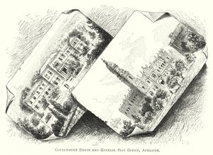 Australia: Government House and General Post Office, Adelaide by English School