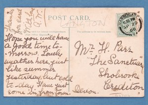 Back of Play postcard depicting a football match