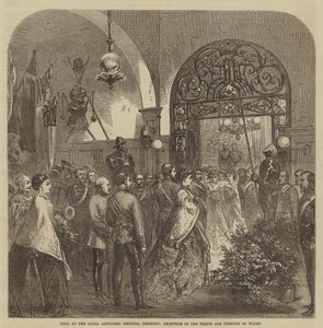 Ball at the Royal Artillery Grounds, Finsbury, Reception of the Prince and Princess of Wales (engraving) by English School