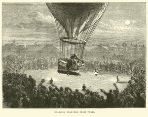 Balloon starting from Paris, September 1870