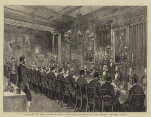 Banquet to Major-General Sir Frederick Roberts at the United Service Club, illustration for The Graphic, 4th December 1880