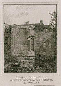 Barber Surgeons Hall, Monkwell Street, London, seen from the church yard of St Giles, Cripplegate by English School