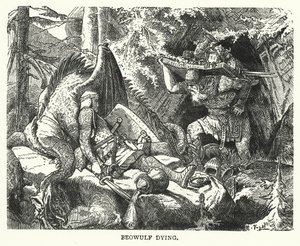 Beowulf dying by English School