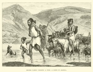 Berber Family Crossing a Ford, a Scene in Algeria by English School