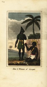Bijogos Man and Woman of Cazegut, Bissagos Islands, Guinea Bissau, West Africa by English School
