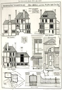 Bijou Residence Sunnycote, Hampstead, for John Ingle Lee Esq, from The Building News, 23rd February 1877 by English School