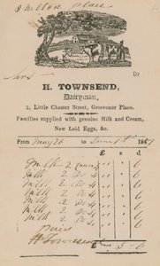 Bill from H Townsend, Dairyman by English School