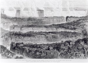 Birds-eye View of the Great Cataracts of the Zambesi (Victoria Falls) from Narrative of an Exhibition to the Zambesi and its Tributaries, published 1865 by English School