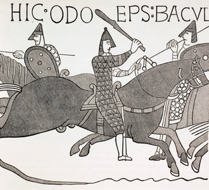 Bishop Eudes holding his Baton of Office at the Battle of Hastings by English School