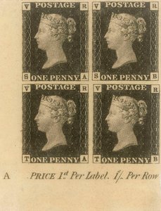 Block of Penny Black Stamps, c.1840 by English School