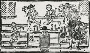 Boardgame and drinking at tavern by English School