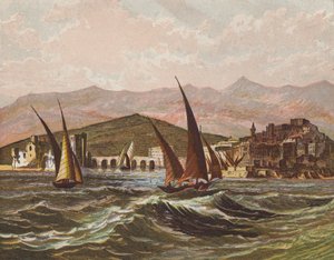 Boats Sailing off the Coast of the Holy Land by English School