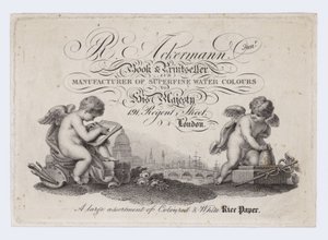 R Ackermann Junior Book and Printseller, trade card