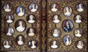 Book cover with twenty-two portrait miniatures of Charles II and the beautiful women of his court, 1833 by English School