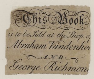 Booksellers, Abraham Vandenhoeck and George Richmond by English School