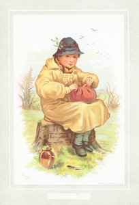 Boy about to eat lunch in the country by English School