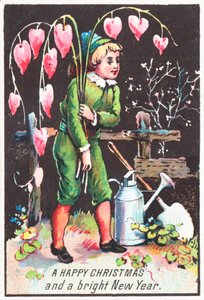 Boy Carrying Bleeding Heart Flowers by English School