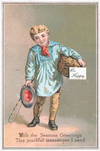 Boy delivering gift basket by English School