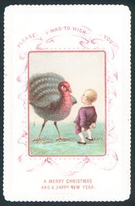 Boy face-to-face with turkey by English School