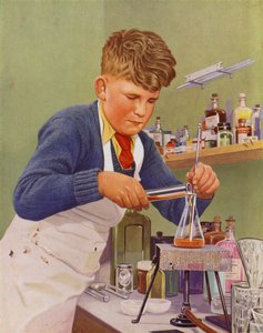 Boy Performing a Chemistry Experiment